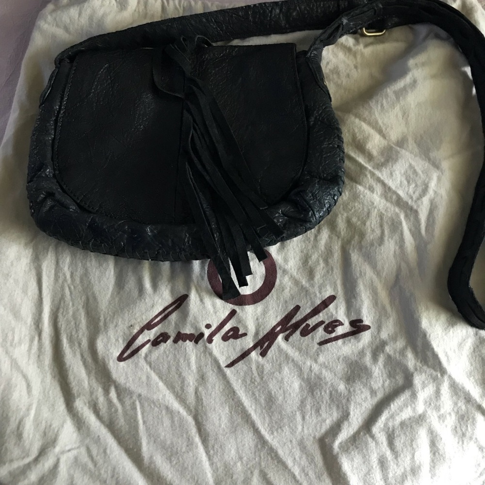 Black leather crossbody purse